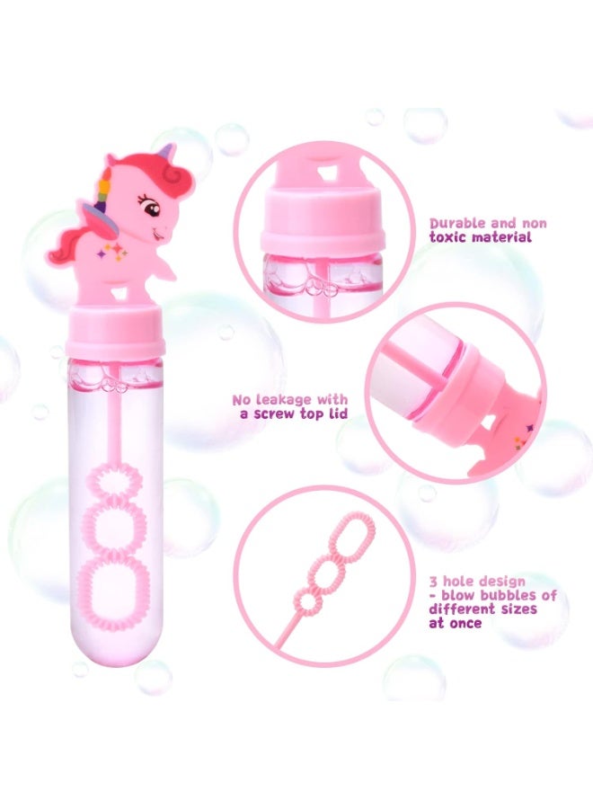 MAGIC VAULT Unicorn Bubble Wands 24 Pack, Pre-Filled Mini Bubble Sticks for Kids, Party Favors & Goodie Bag Fillers, Classroom Rewards, No-Mess Bubble Solution, Ages 3+, 3 Colors - Image 3